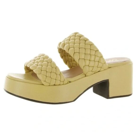 NEW Seychelles Novelty Braided Leather Platform Sandals in Butter Sz. 9.5